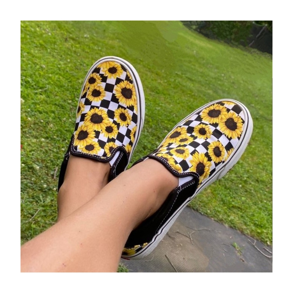 Vans - Sunflower Checkerboard Slip-Ons